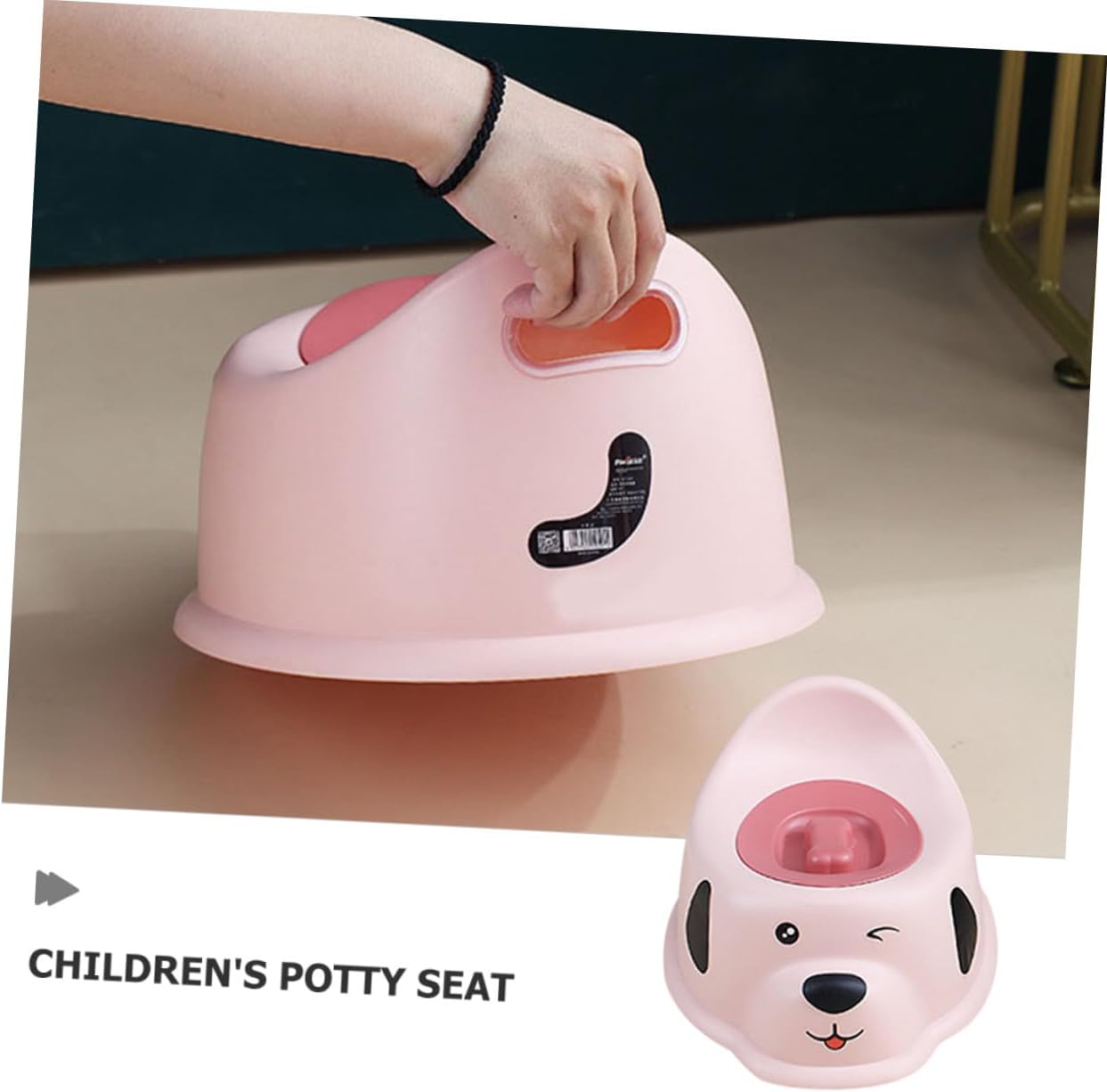 Outanaya Portable Potty Training Chair with Splash Guard Cute Puppy Cartoon Design Easy-clean Toilet Seat for Boys Boy Girl Home Bathroom Use