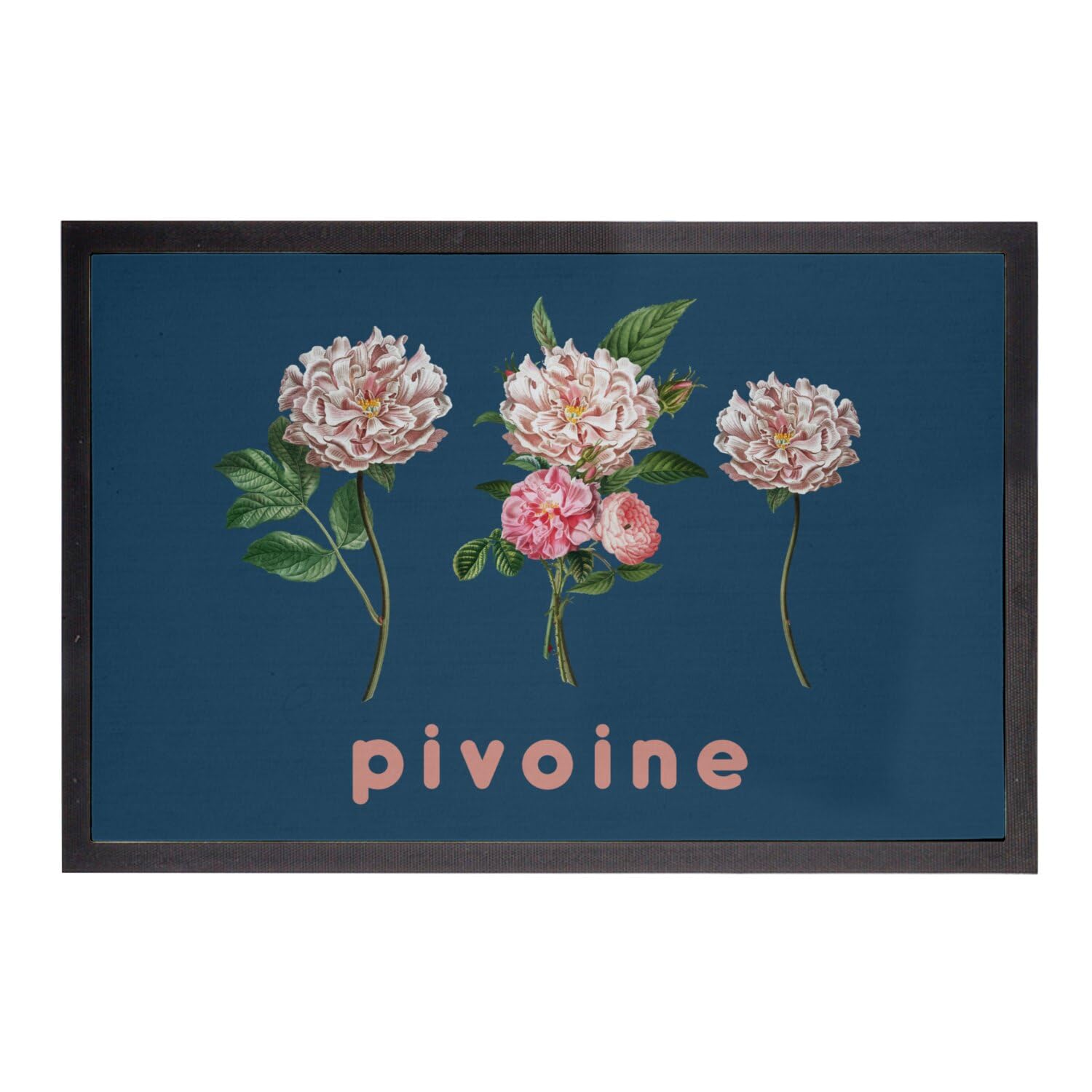 Paillasson Bleu Pivoine Fleurs Idéal pour une Ambiance Jardin Chic