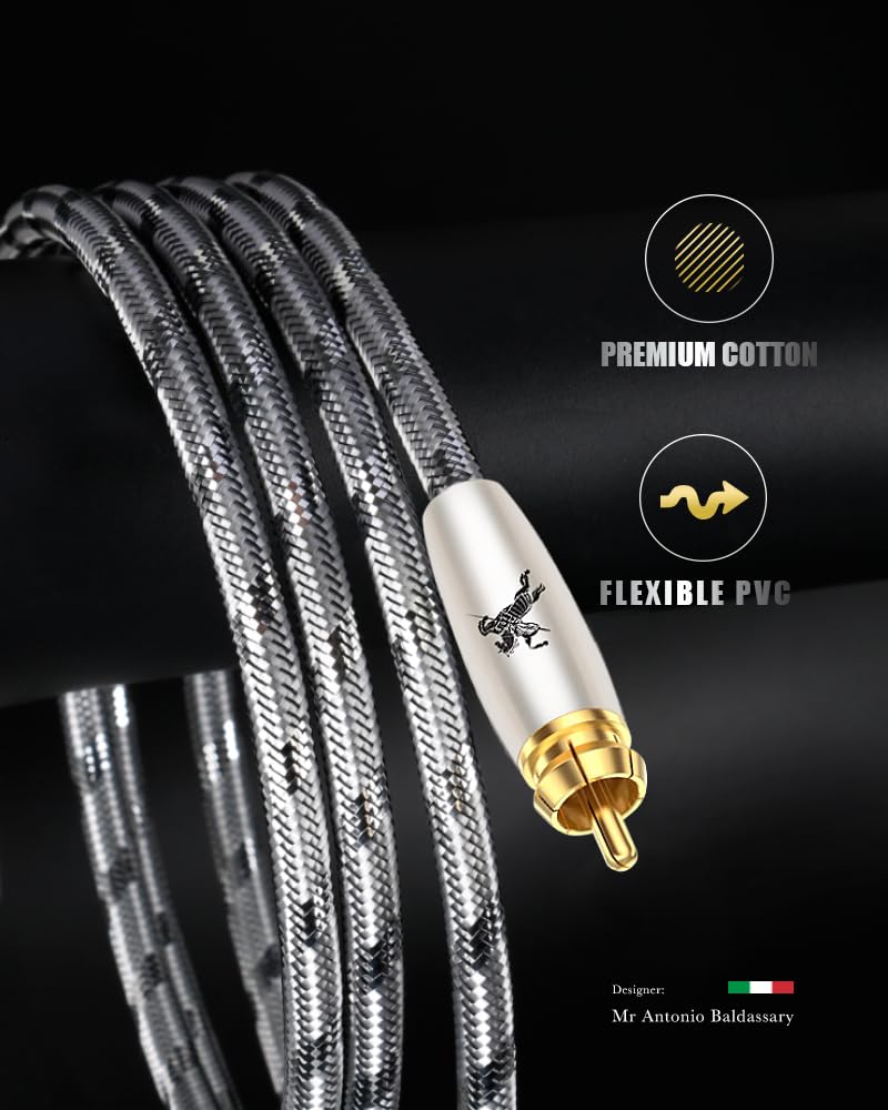 Impeto Cable Coaxial Audio Digital Cable RCA Subwoofer Macho a Macho Audiophile Cable Audio Digital para el hogar, teatro, TV, subwoofer, sistemas Hi-Fi 1m