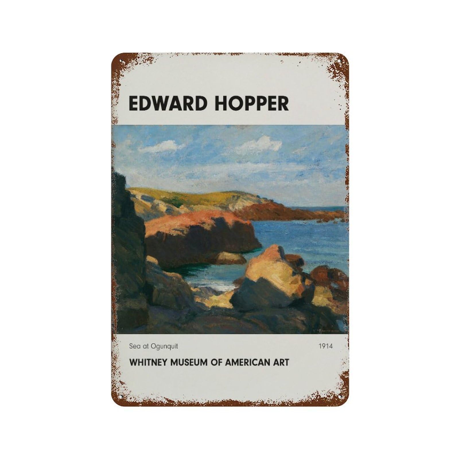 xiaoxiaoshen Edward Hopper 'sea at Ogunquit' Vintage Wall Decor Art Metal Tin Poster Modern Home Decor Art Home Bar Shop Decorations Vintage Sign 30x20cm