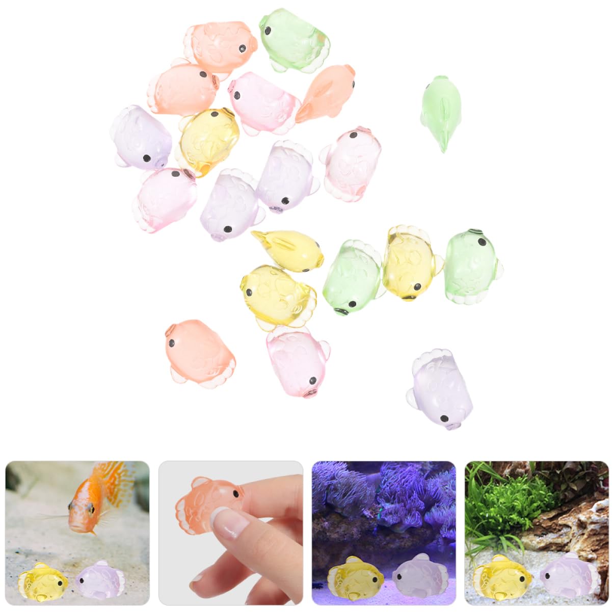 Happyyami 160piezas Miniaturas De Peces De Resina para Decoración De Acuarios y Paisajes Marinos Adornos De Animales Oceánicos