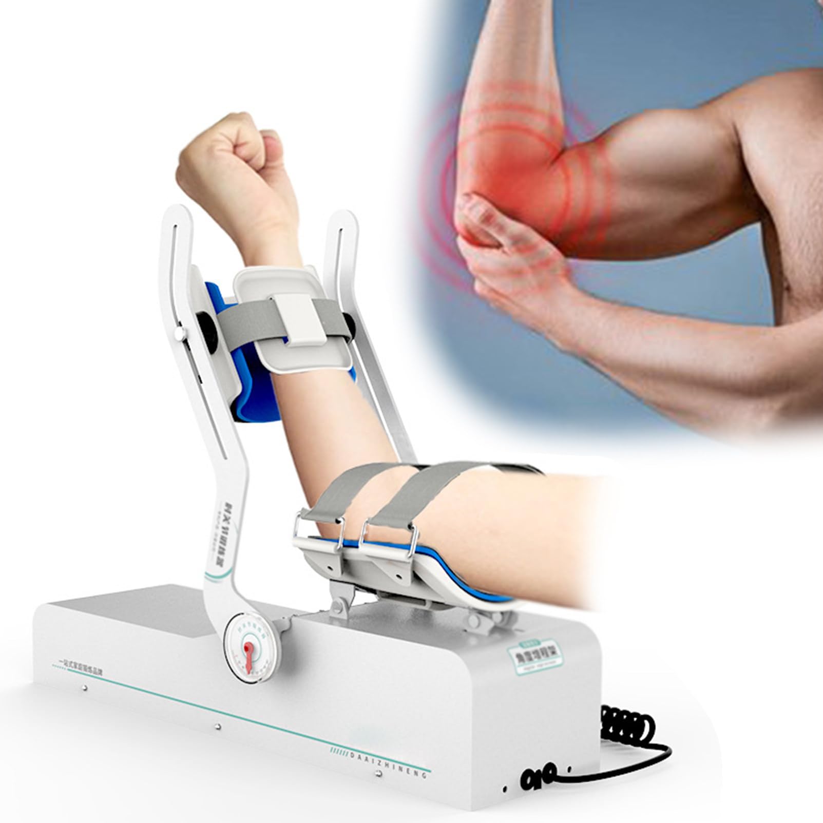 Dispositivo Elettrico per la Riabilitazione dell'Articolazione del Gomito, Attrezzo per Esercizi per Il Braccio con Tutore per Gomito, Stecca Stabilizzatrice Regolabile Post-Operatoria