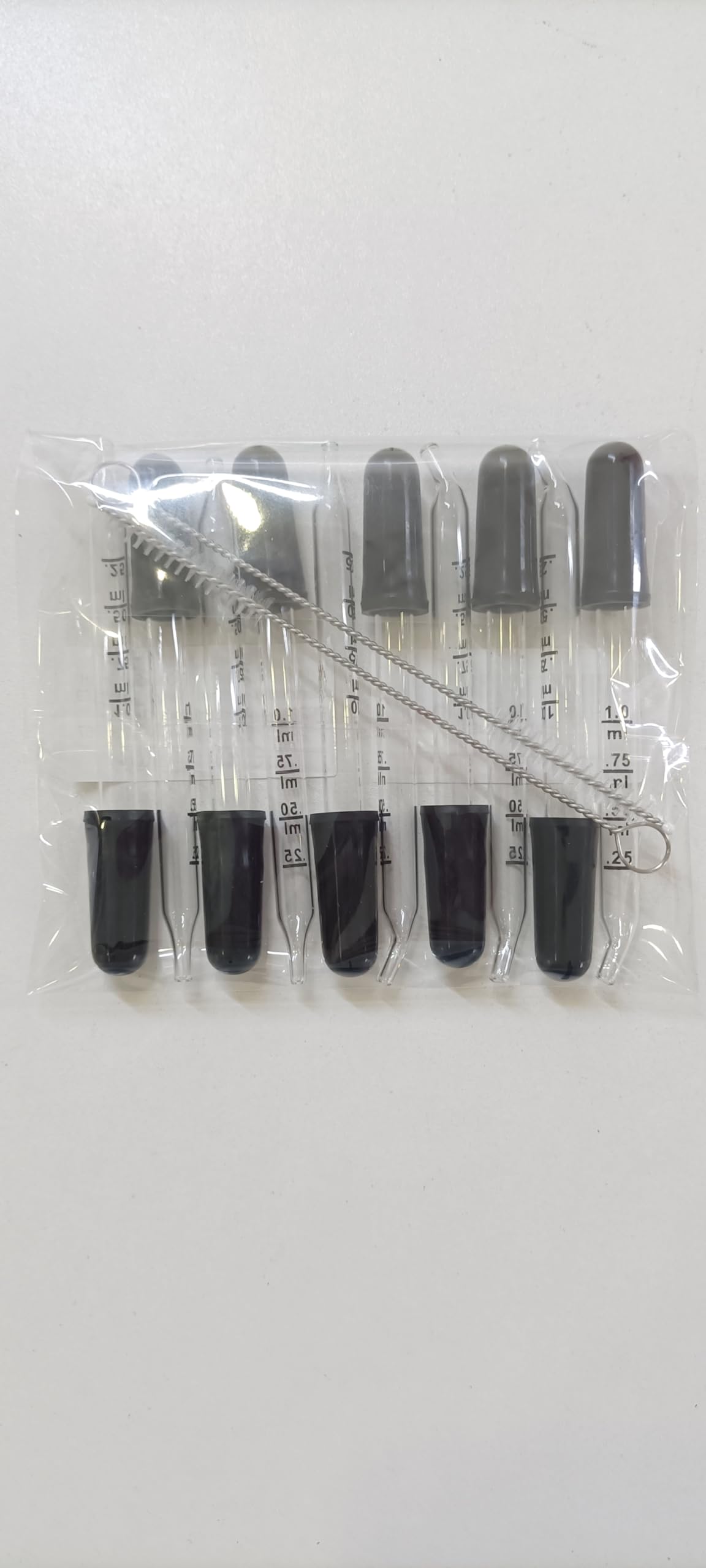 Szklana pipeta z kroplomierzem, 1 ml, szklana pipeta z gumową głowicą, kroplomierz do szkła, pipeta w płynie, pipeta kroplowa 1 ml, do olejków eterycznych, makijażu, do płynnych roślin