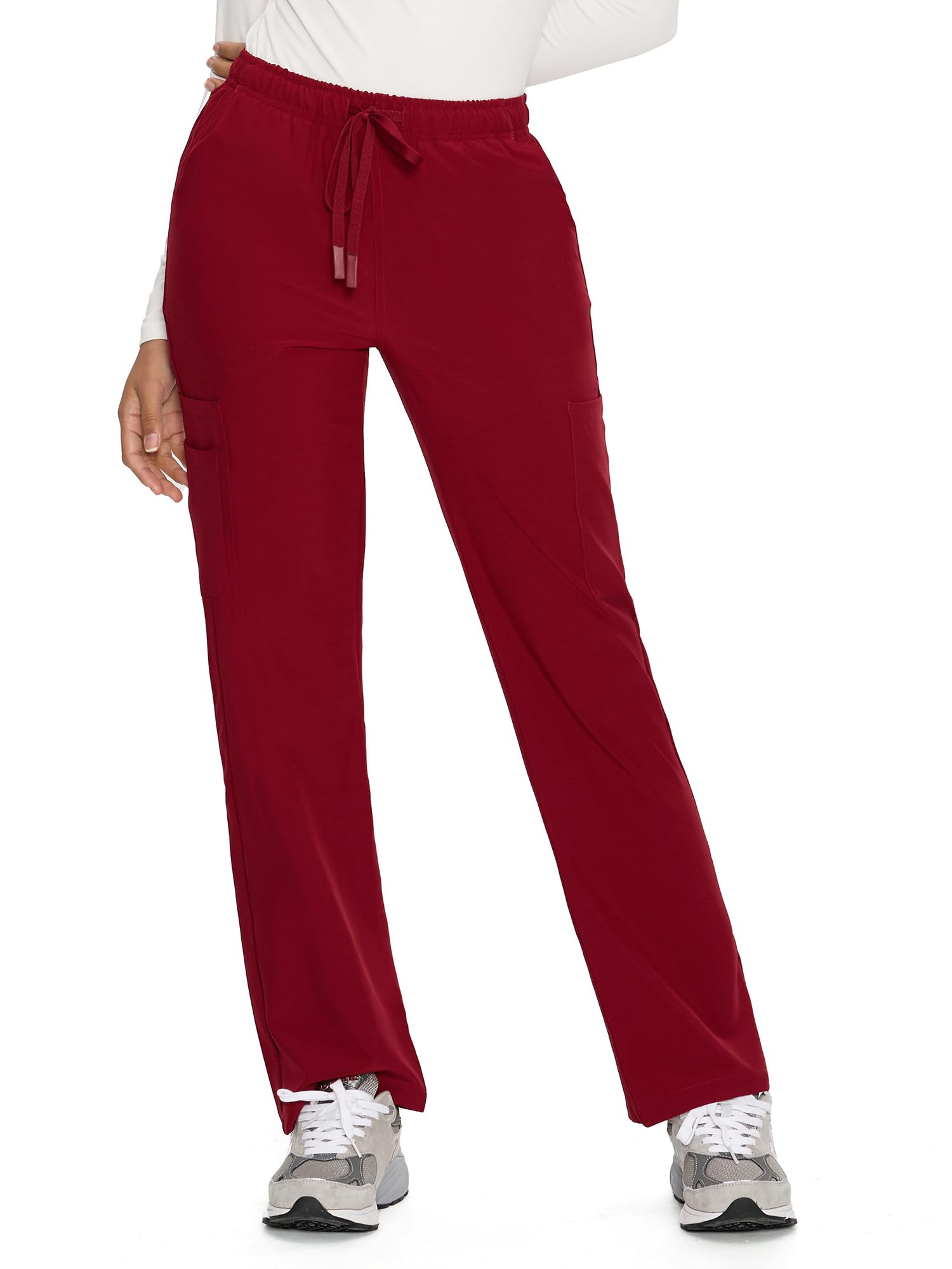 COZYFIT Straight Leg Scrub Pants for Women Drawstring Soft Stretch Anti-Wrinkle Womens Scrub Pants with 6 Pockets