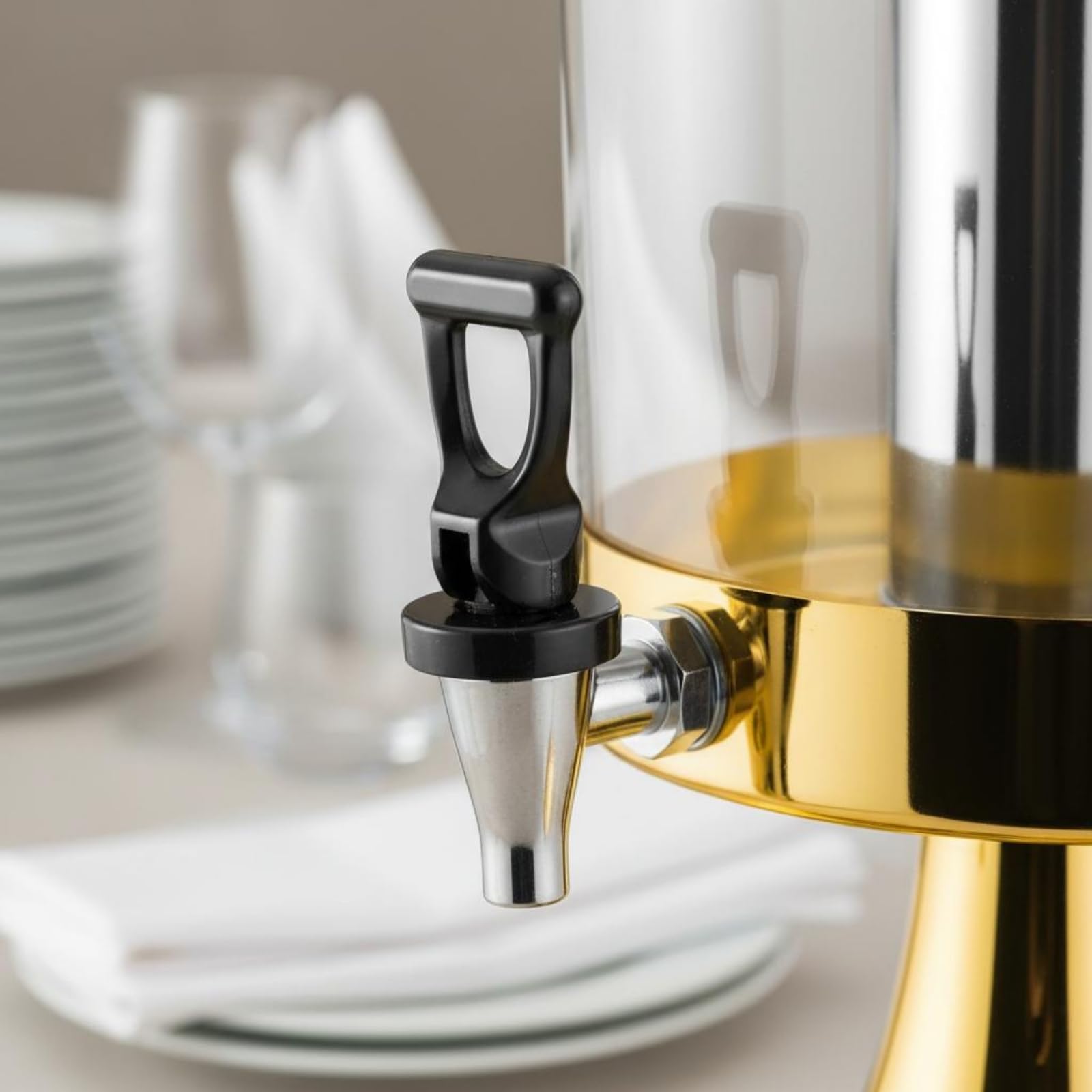 Dispensador Bebida Acero Inoxidable Bandeja Antigoteo Dispensador Bebida con Grifo Dorado