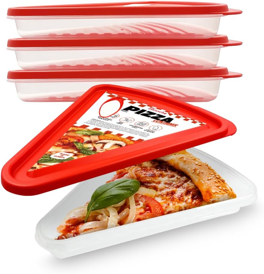 Pizza Slice Container, Tray and Saver, BPA Free 4 Pack No more soggy pizza! Keep it fresh and crispy with our airtight pizza storage container