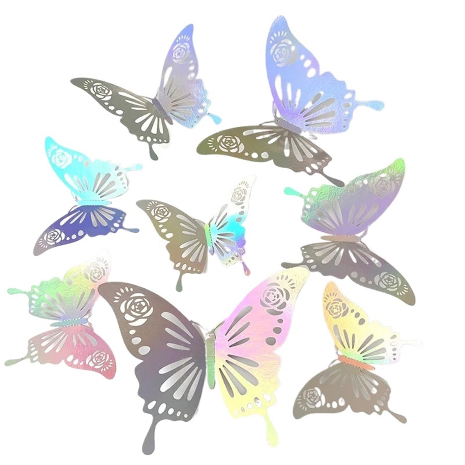 3D Butterfly Wall Decoration 12PCS 3D Double-Layer Simulation Butterfly Wall Sticker Refrigerator Magnet Rooms Kitchen Home Decor(Color9)