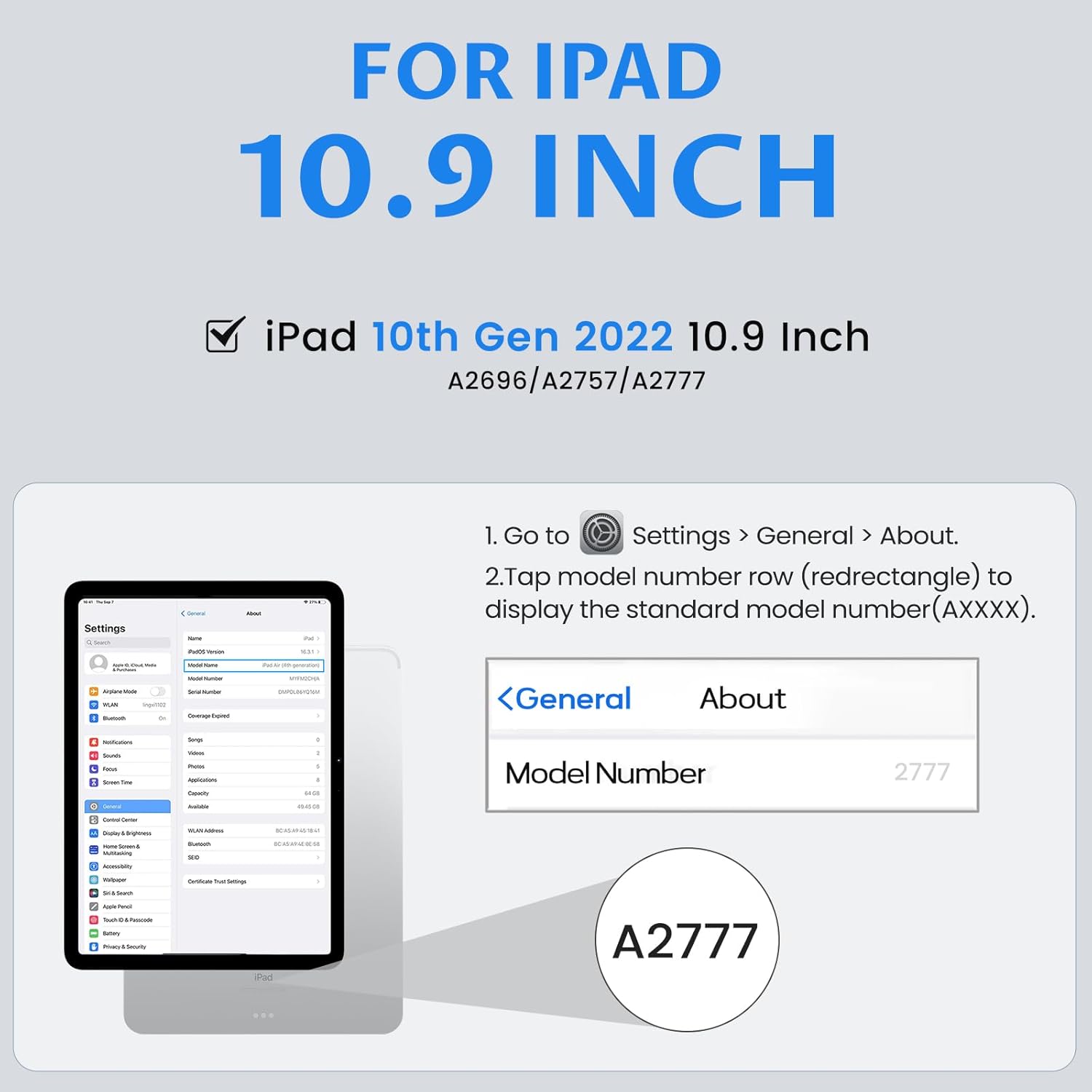 OYEEICE for iPad 11th 10th Generation Case with Keyboard - Upgraded 360 Magnetic Detachable Cover with Backlit Keyboard, Pencil Holder for iPad 11-inch A16 2025 10th Gen 10.9 inch - Black
