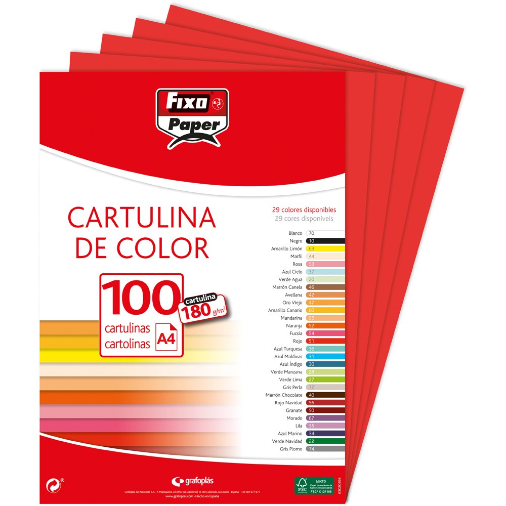 Fixo 11110451 – Pack of 100 Card, A4, Red