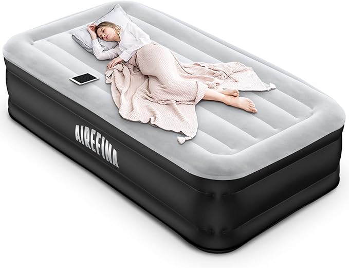 Airefina Luxury Single Air bed with Built in Pump, Inflatable Air