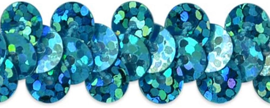 Trims by the Yard 1-Row Starlight Hologram Sequin Stretch Trim, 3/8-Inch Versatile Sequins for Crafts, Durable Sequin Trim for Costumes, Fashion, and Home Decor, 20-Yard Cut, Aqua Blue
