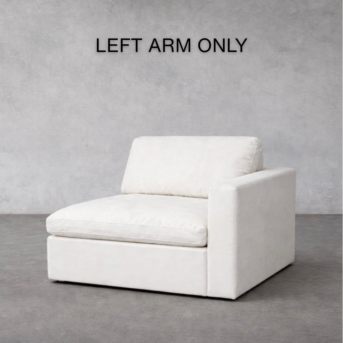 Couch- Indoor and Outdoor - Washable Waterproof Sofa- Sold Seperately Ottoman Modular Sectional Upholstered - Beige White Linen (White Chenille, Left Arm)
