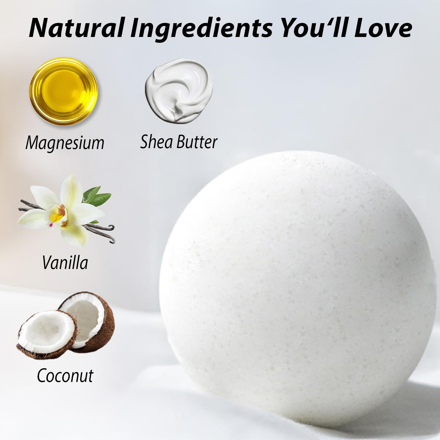 Magnesium Bath Bombs Post Training Recovery Sore Muscles Tension Epsom Salt Bath Infused with Vanilla SheaButter Coconut Perfect Stocking Stuffers Gift