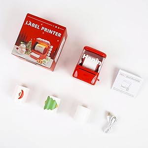 NEW1 Label Printer +4 Rolls Labels, 2 Inch Portable Inkless Bluetooth Label Maker for Small Business, Home, School, Automatic Label Recognition, Sticker Printer for Address Logo Barcode ClothingRed