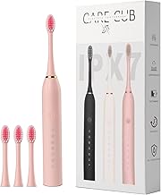 CARE CUB X-3 Sonic Electric Toothbrush, IPX7 Waterproof, Powerful Rechargeable with Replaceable Heads, 6 Cleaning Modes, Advanced Gum Care & Plaque Removal - Pink, kid, Youth, Adults, 1 Count