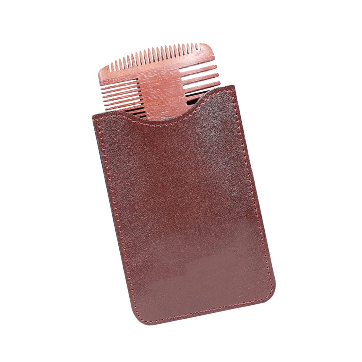 PACKOVE 4-sided Beard Comb Wooden Anti-static Styling Tool Coarse Fine Teeth Travel-friendly Storage Bag Random Style