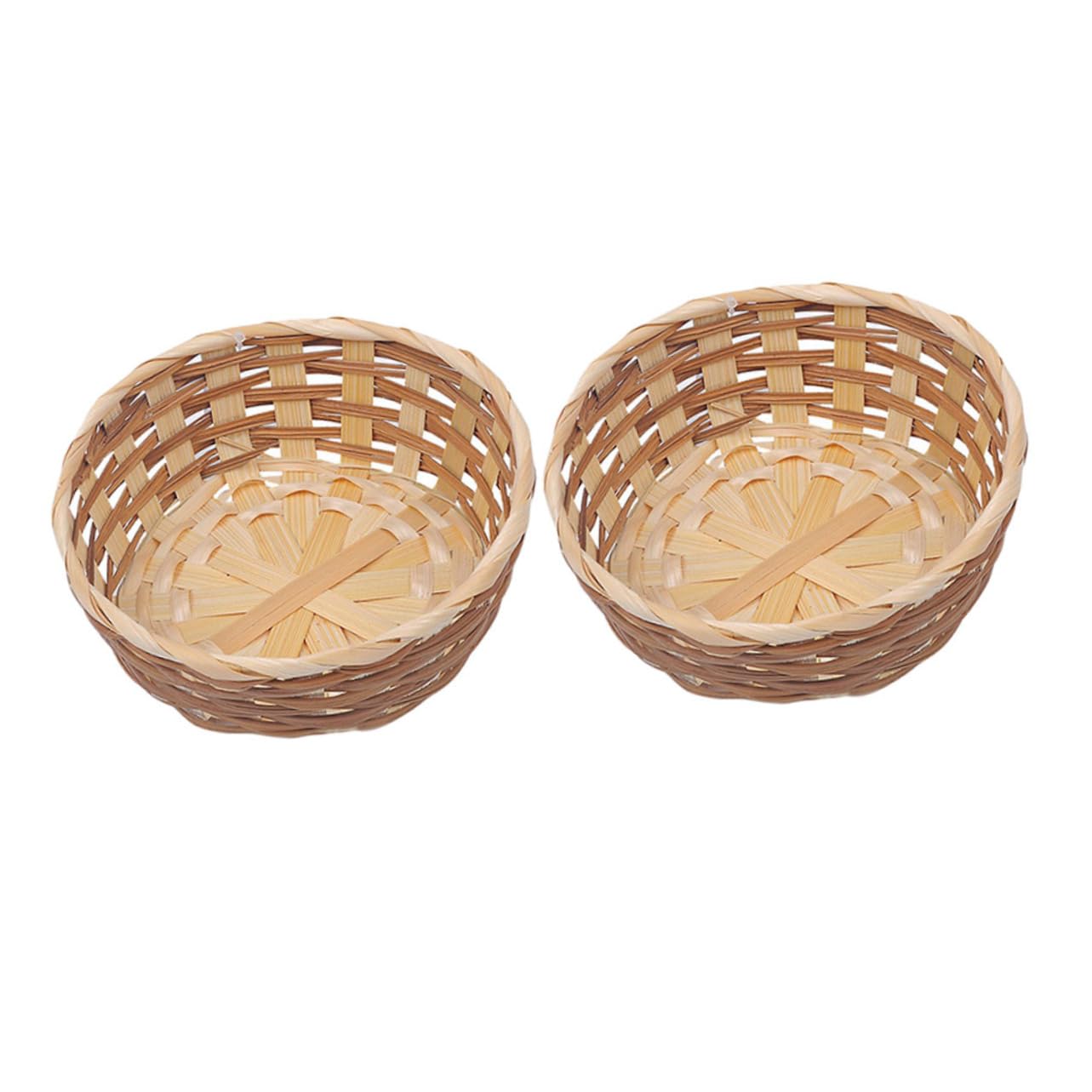 Cabilock 2pcs Woven Fruit Baskets Decorative Serving Baskets for Food Desserts Vegetables and Pastries Lightweight Easy to Clean for Home and Picnics
