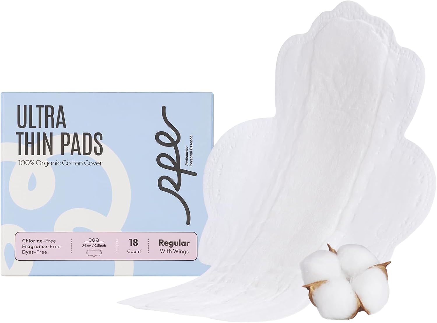 100% Large Organic Pads for Women, Ultra Thin Heavy Flow Sanitary Pads with Wings, Super Absorbency Feminine Pads Extra Coverage Period Pads, Unscented Cotton Pads Menstrual (Large, Size 4, 96ct)