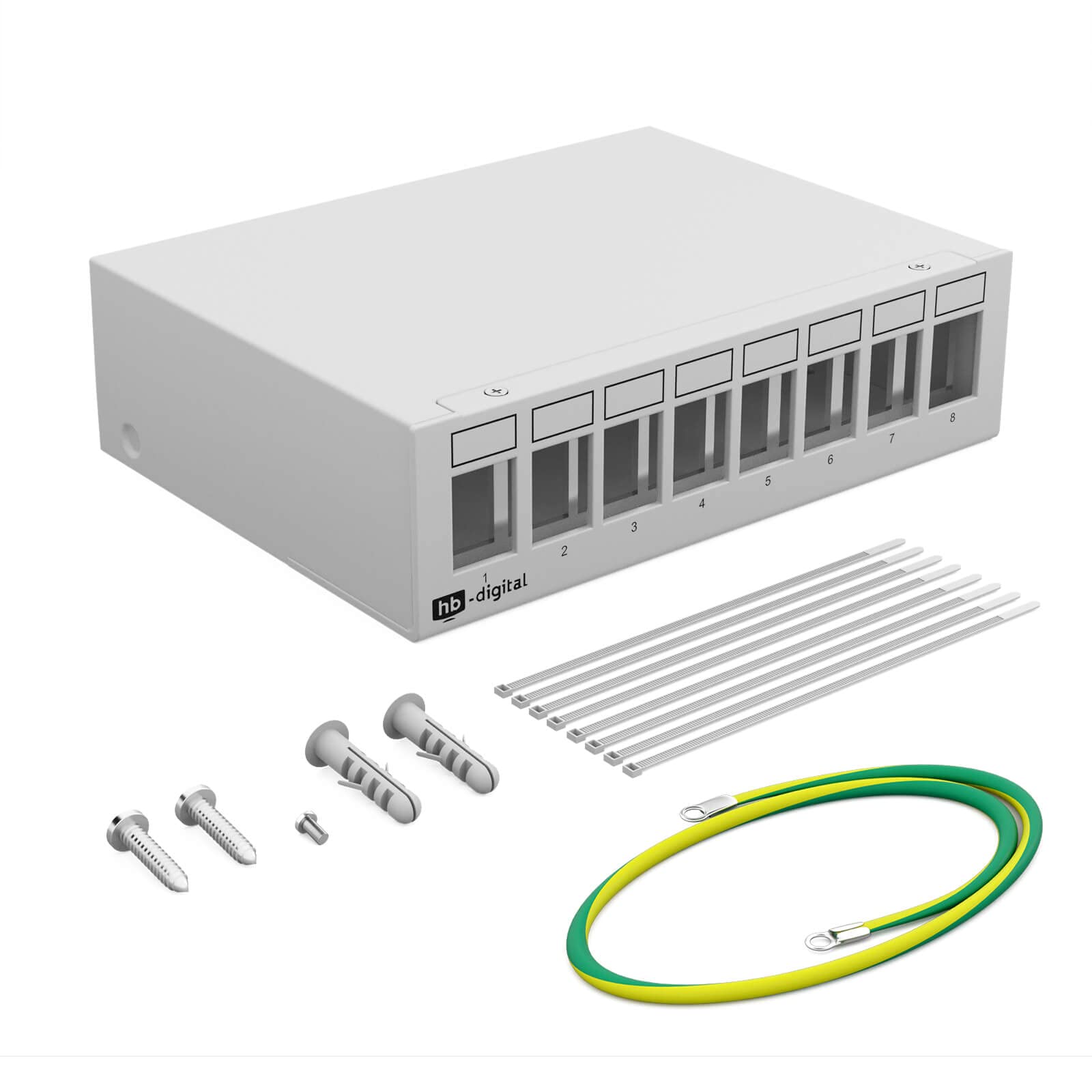 HB-DIGITAL SET: Patchpanel Gehäuse für Keystone Module + Keystone RJ45 Buchse Jack für Netzwerkinstallation kompatibel mit Verlegekabel LAN Ethernet | SCHWARZ