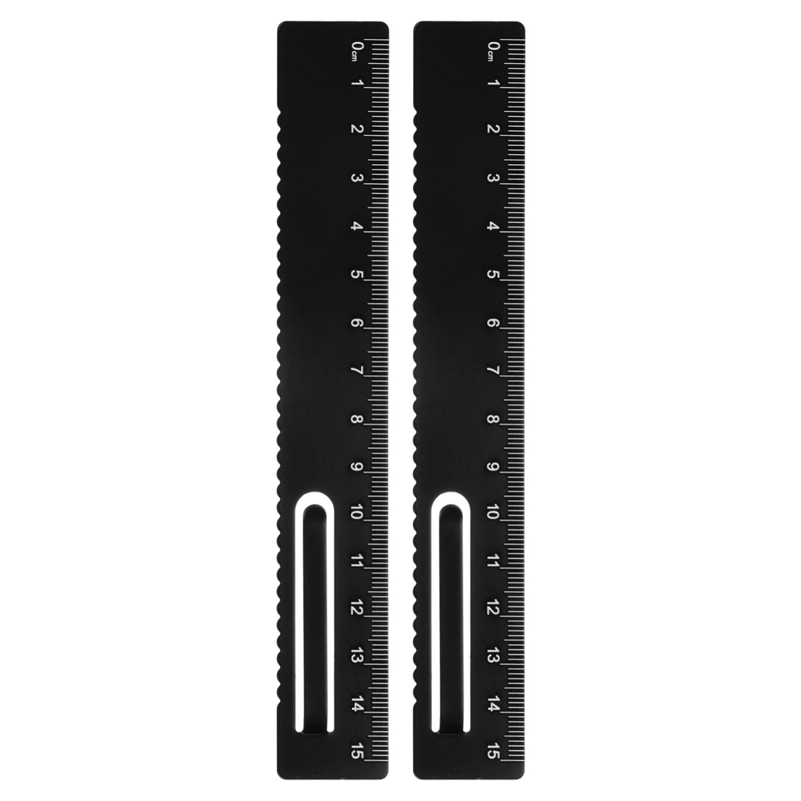 sourcing map 2pcs Straight Ruler 15cm Metric Metal Aluminum Alloy Measuring Bookmark Clip Ruler Scale Tool for Measure Study Reading Classroom Office, Black