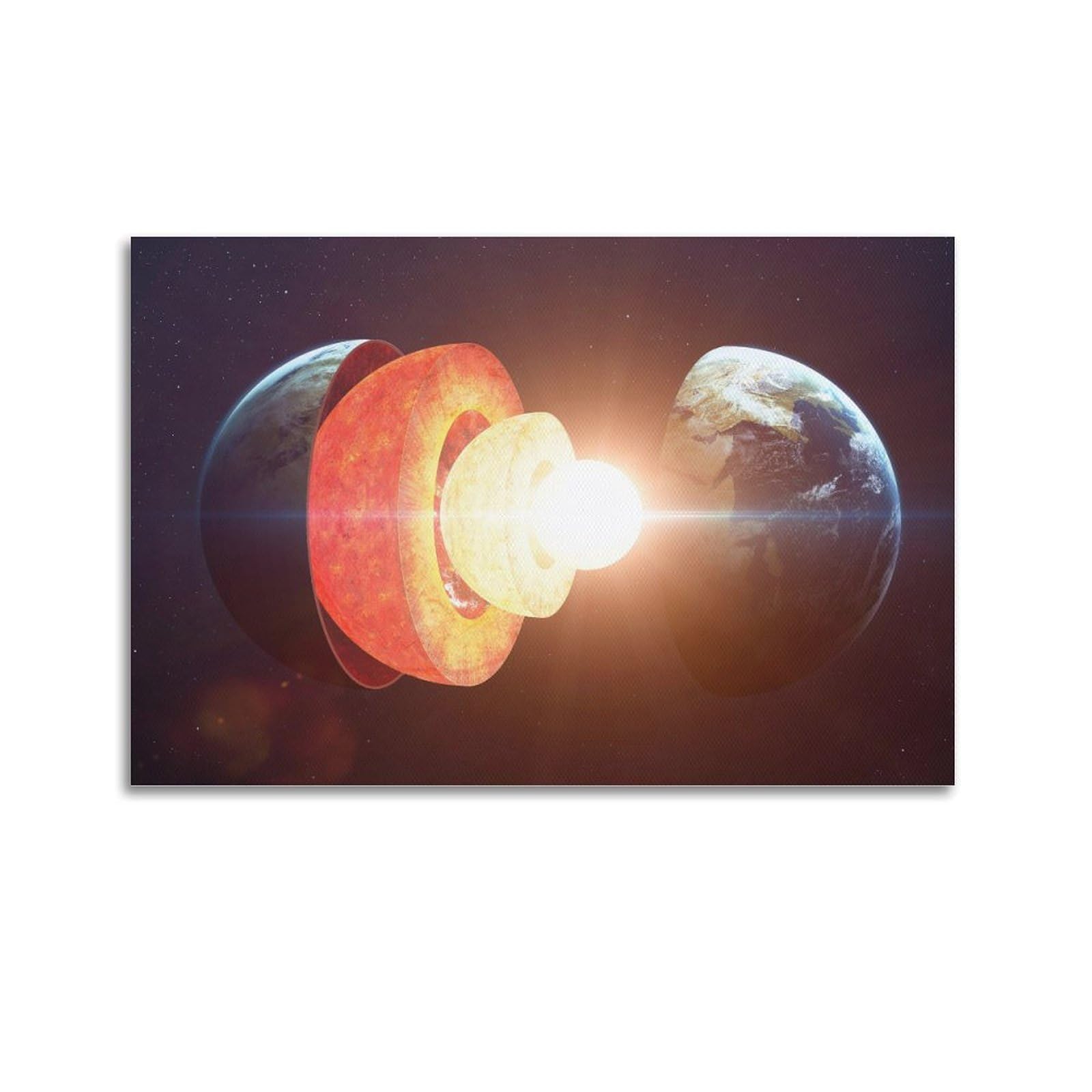 OKAHYS Earth Core Planet Space Poster Decorative Painting Canvas Wall Artworks Picture 24x36inch(60x90cm)