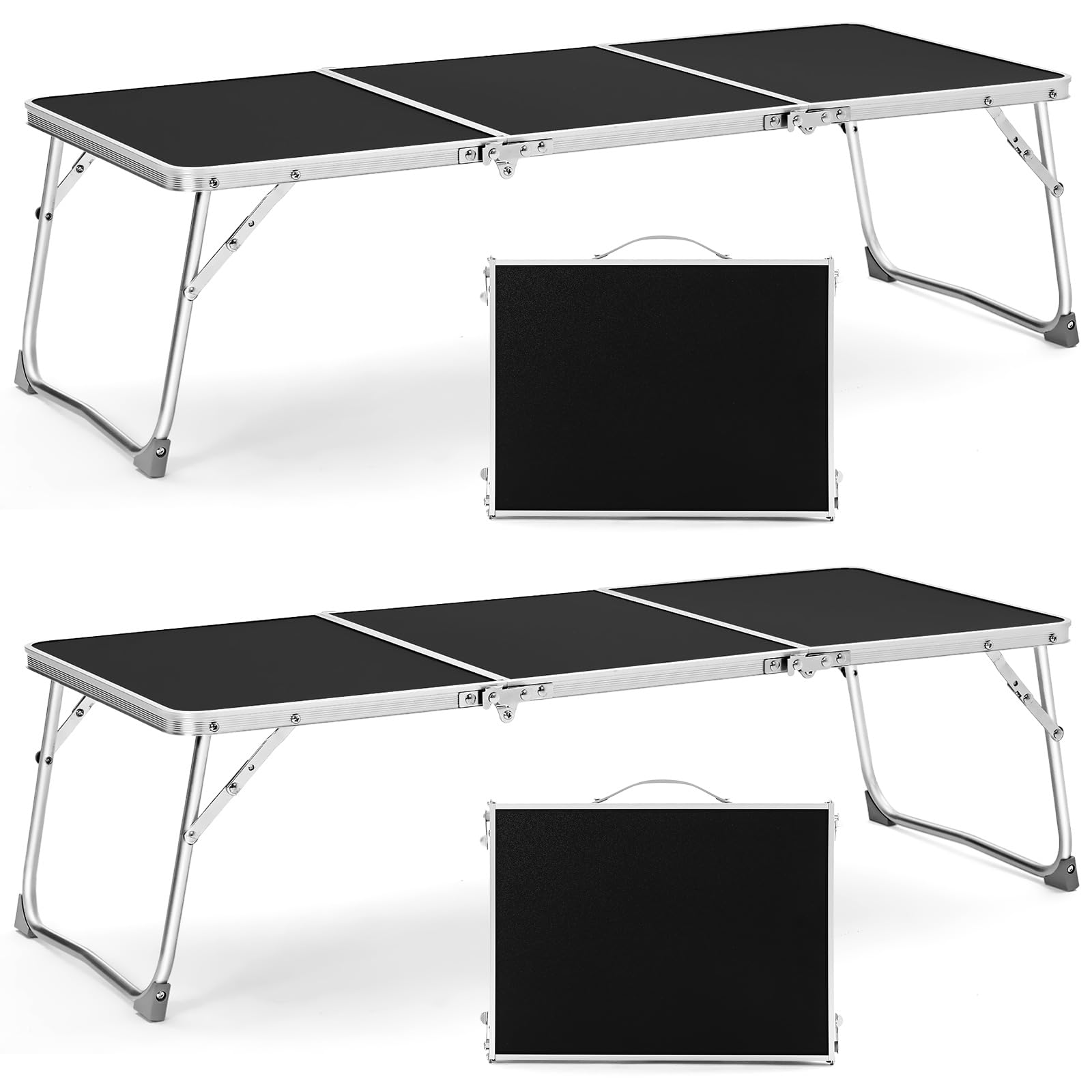 Namalu 2 Pcs Folding Camping Table Portable Aluminum Picnic Table 37.8'' x 16.5'' x 10.8'' Lightweight Foldable Table with Handle Trifold Utility Table for Outdoor Camp Picnic BBQ Garden Cooking