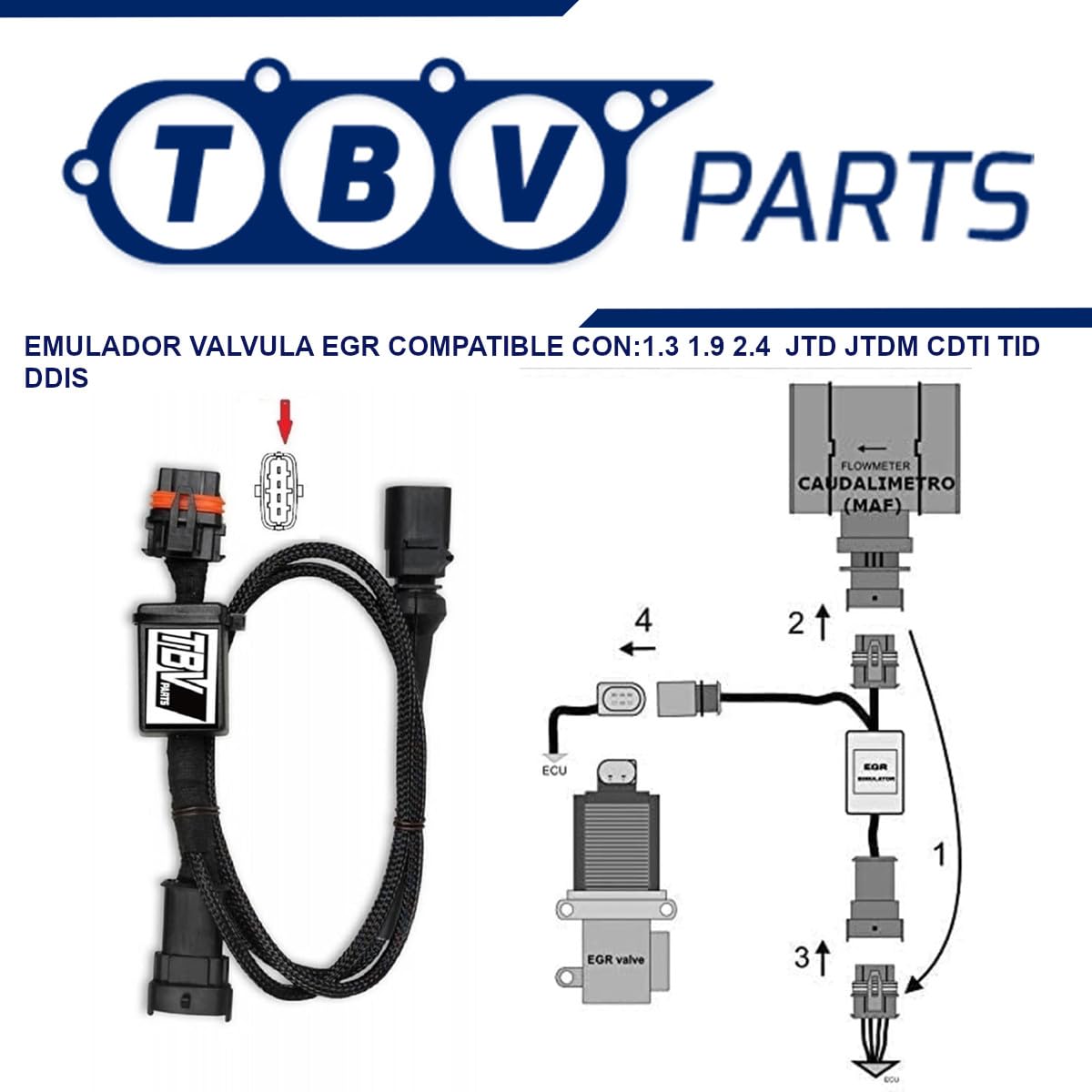 Emulador Válvula EGR Compatible con Motores 1.3/1.9/2.4 JTD JTDM CDTI TID DDIS – Referencias 55186214, 55194734, 55205455, 55215032, 1477144