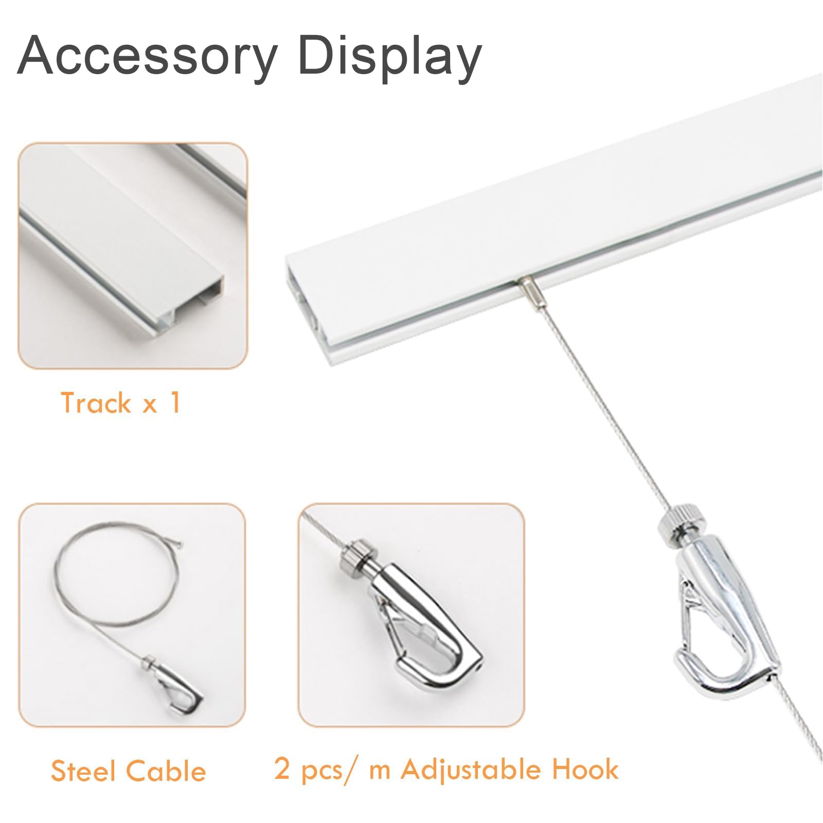 Tiras para Colgar Cuadros En La Pared, Kit con Cable De Acero, Longitud del Riel: 0,8-1,5 M, Altura: 100-300 Cm, Carga Máxima: 80 Kg, para Paredes De Pósteres Y Pinturas.,1.5m/4.9ft,80cm