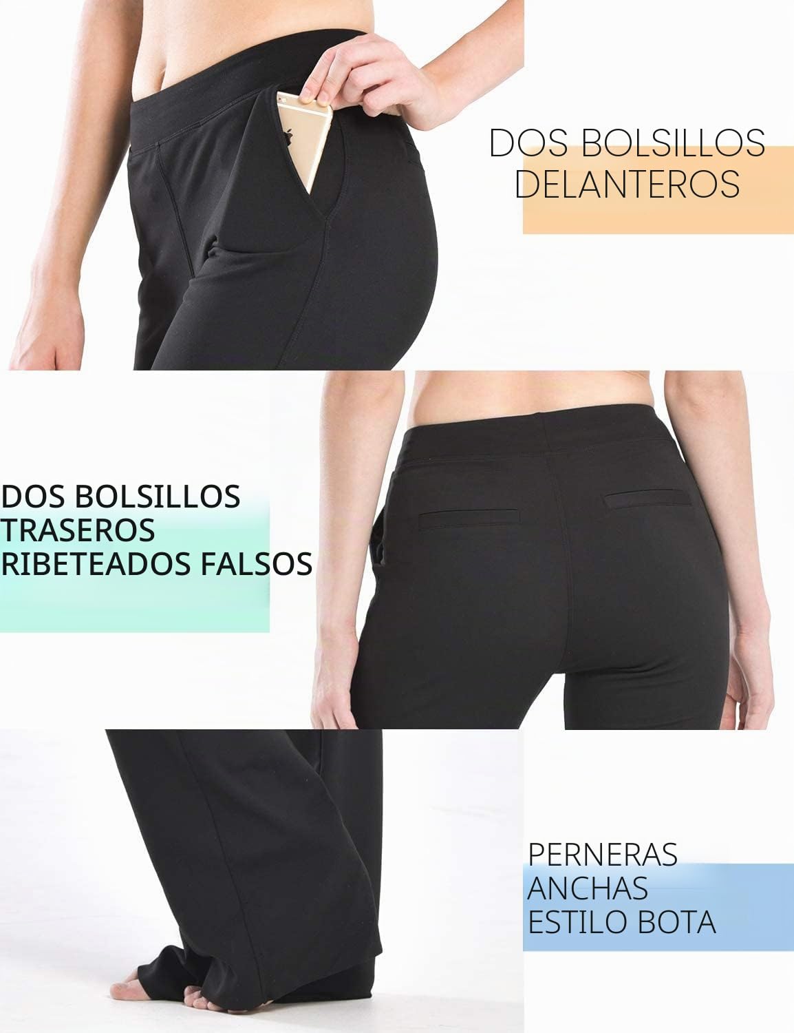 Safort Safor Pantalones de Oficina para Mujer 71 cm/76 cm/81 cm/86 cm Entrepierna Pequeño/Regular/Alto de Yoga para Mujer con 4 Bolsillos, Workout Pantalón