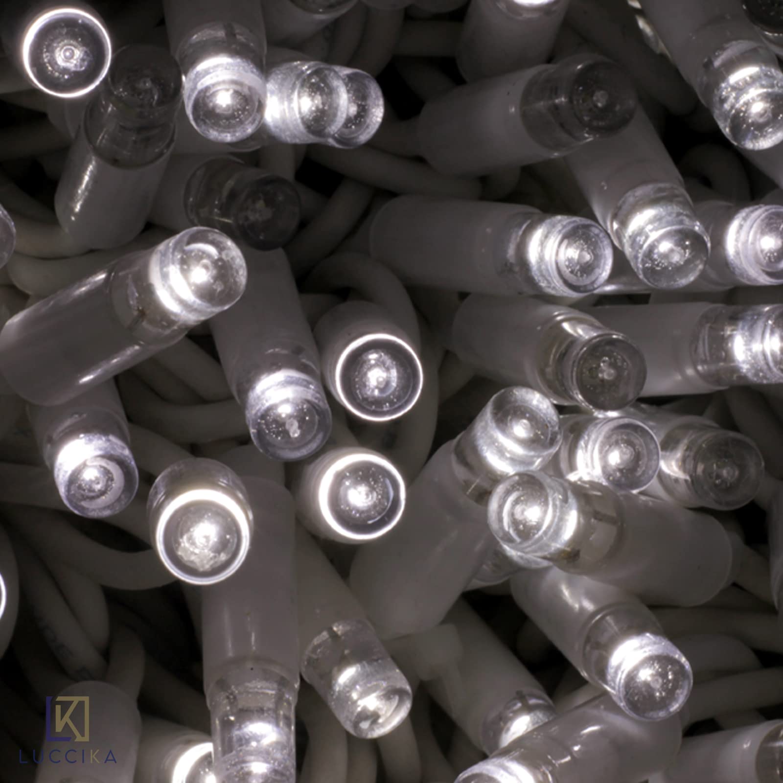 Luccika Cascade de Stalactiti 5 x 0,5 m avec 190 MaxiLed Blanc glace et flash Blanc Glace tente pluie Professionnel pour usage extérieur intérieur Extensible