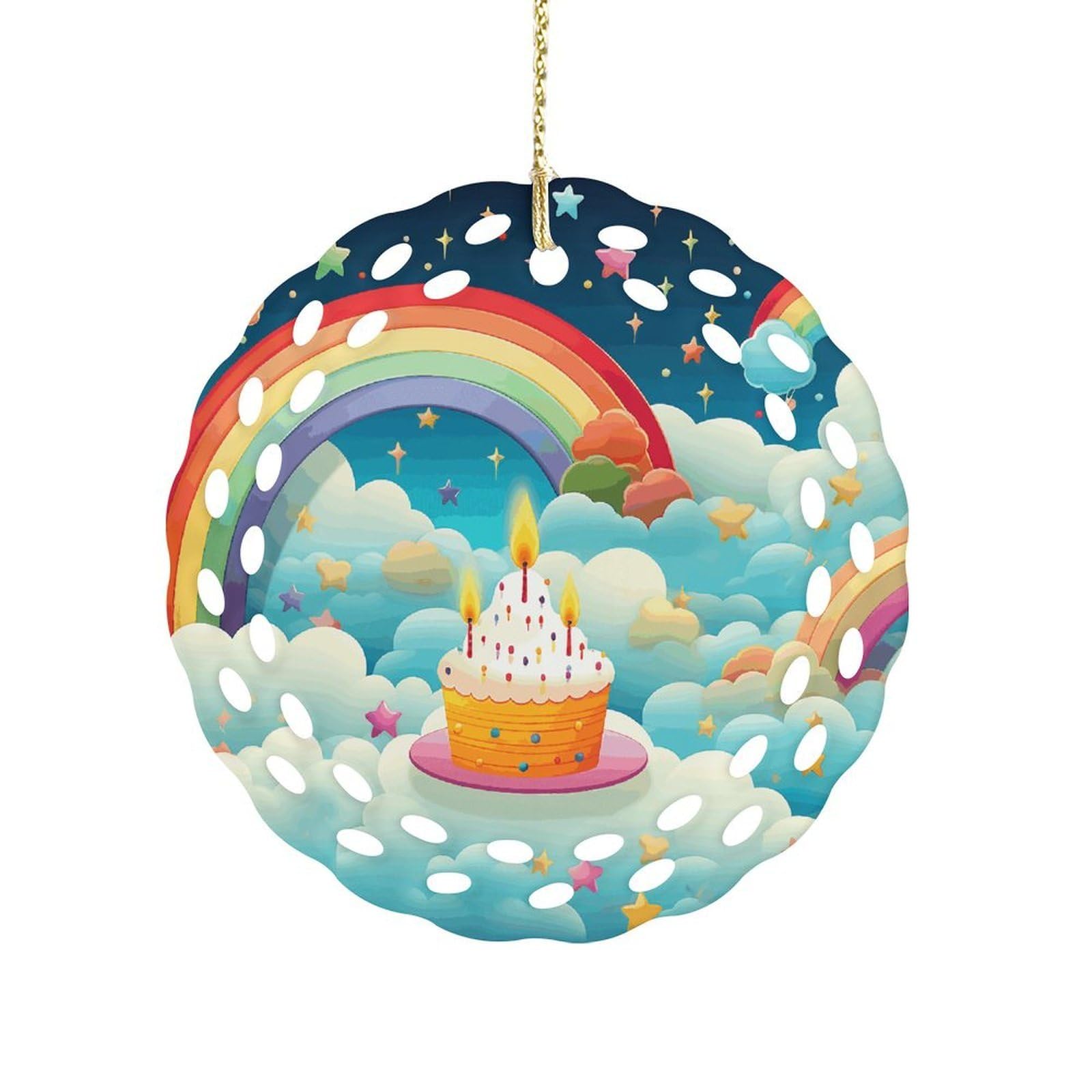 Wsoihfec Women's Style Rainbow Birthday Hanging Ornament 3 Inch Round,1-Pack,Xmas Decor -Two-Sided Printed,Friend Ornament Gifts For Friends Coworker Sisters