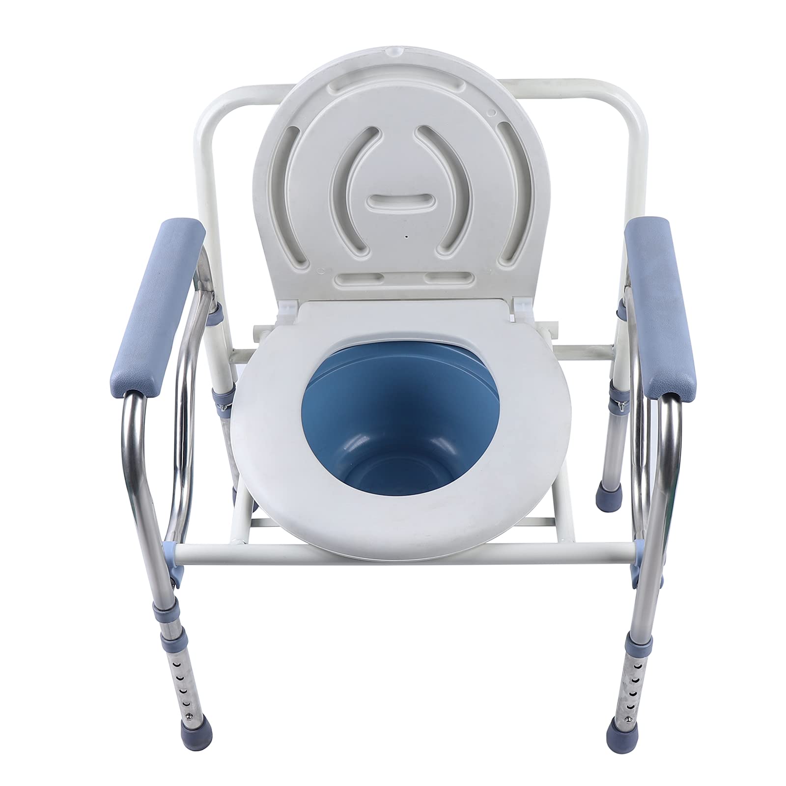 Sedia WC pieghevole per anziani, sedia a rotelle, altezza regolabile su entrambi i lati, capacità di carico 150 kg, per anziani e disabili