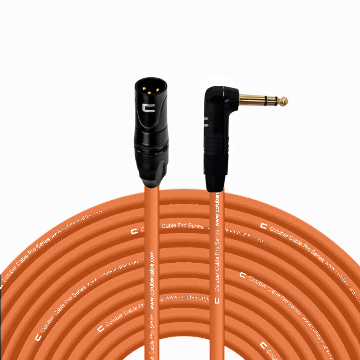 Balanced XLR Cable Male to Right Angle 1/4" TRS - 100 Feet Orange - Pro 3-Pin Microphone Connector for Powered Speakers, Audio Interface or Mixer for Live Performance & Recording