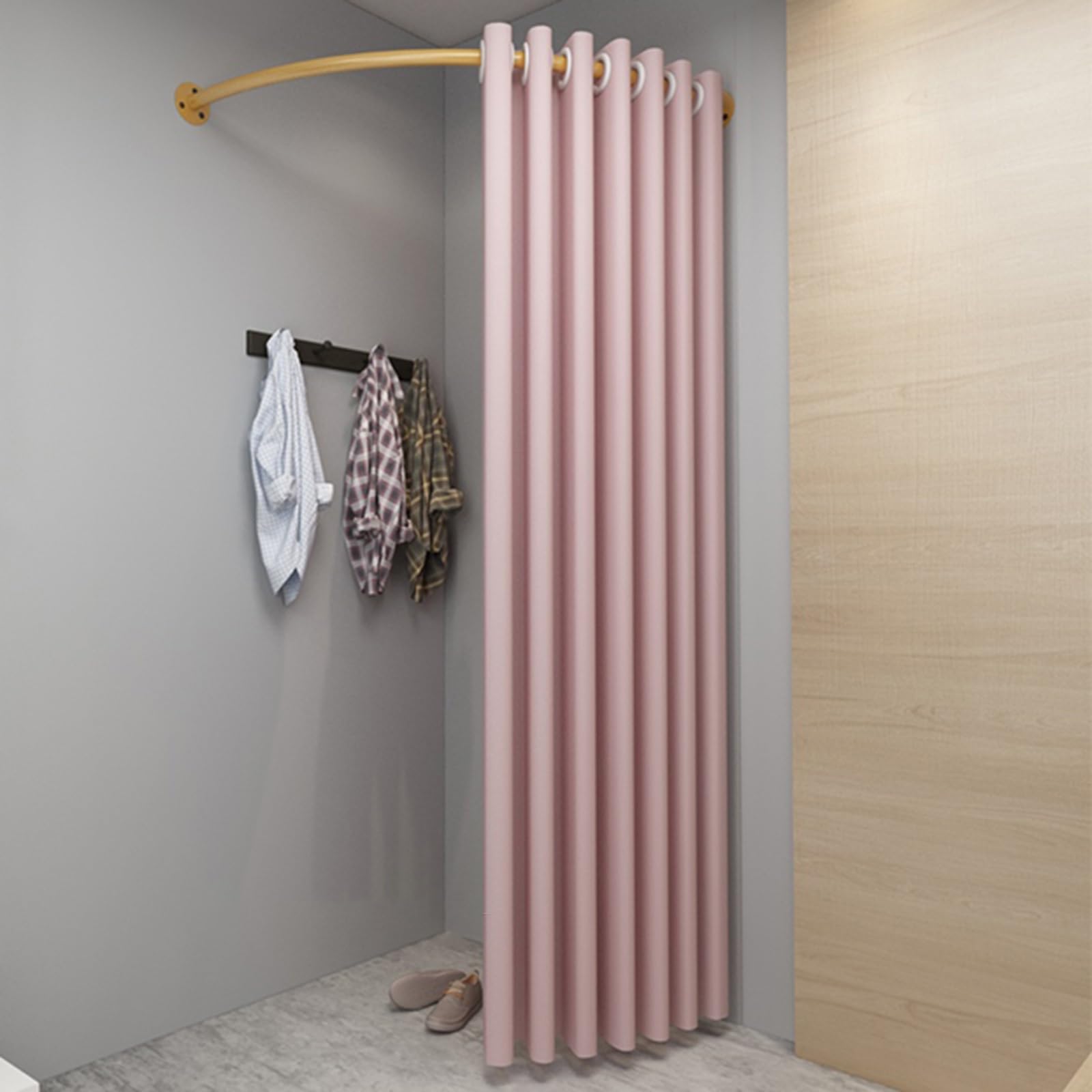 WQPMNYG Simple Dressing Room Cabin 80-120CM Wall-Mounted Clothes Rack with Curtain Ideal for Wedding Dress Stores & Boutique Fitting Areas Fashion Retail Solutions