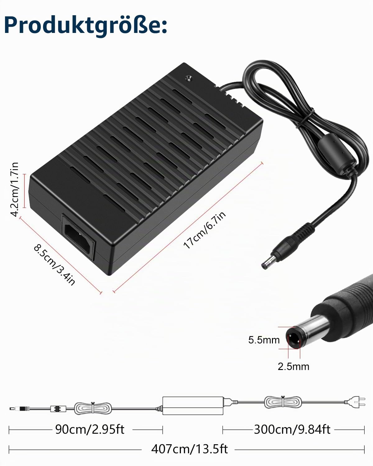 SHNITPWR Netzteil 12V 15A 180W AC/DC Adapter 100-240V 50-60HZ 12 Volt 12A 10A Netzadapter Steckernetzteil 12V mit 3M Netzkabel für LED-Streifenlicht 3D-Drucker DVD TV Kamerasystem