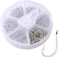 Kit 300 Anzóis Brancos-Prateados, 10°-15°, 50 Unidades de Cada Tamanho, para Pesca de Tilápia, Lambari e Carpa