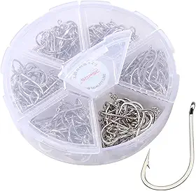 Kit 300 Anzóis Brancos-Prateados, 10°-15°, 50 Unidades de Cada Tamanho, para Pesca de Tilápia, Lambari e Carpa