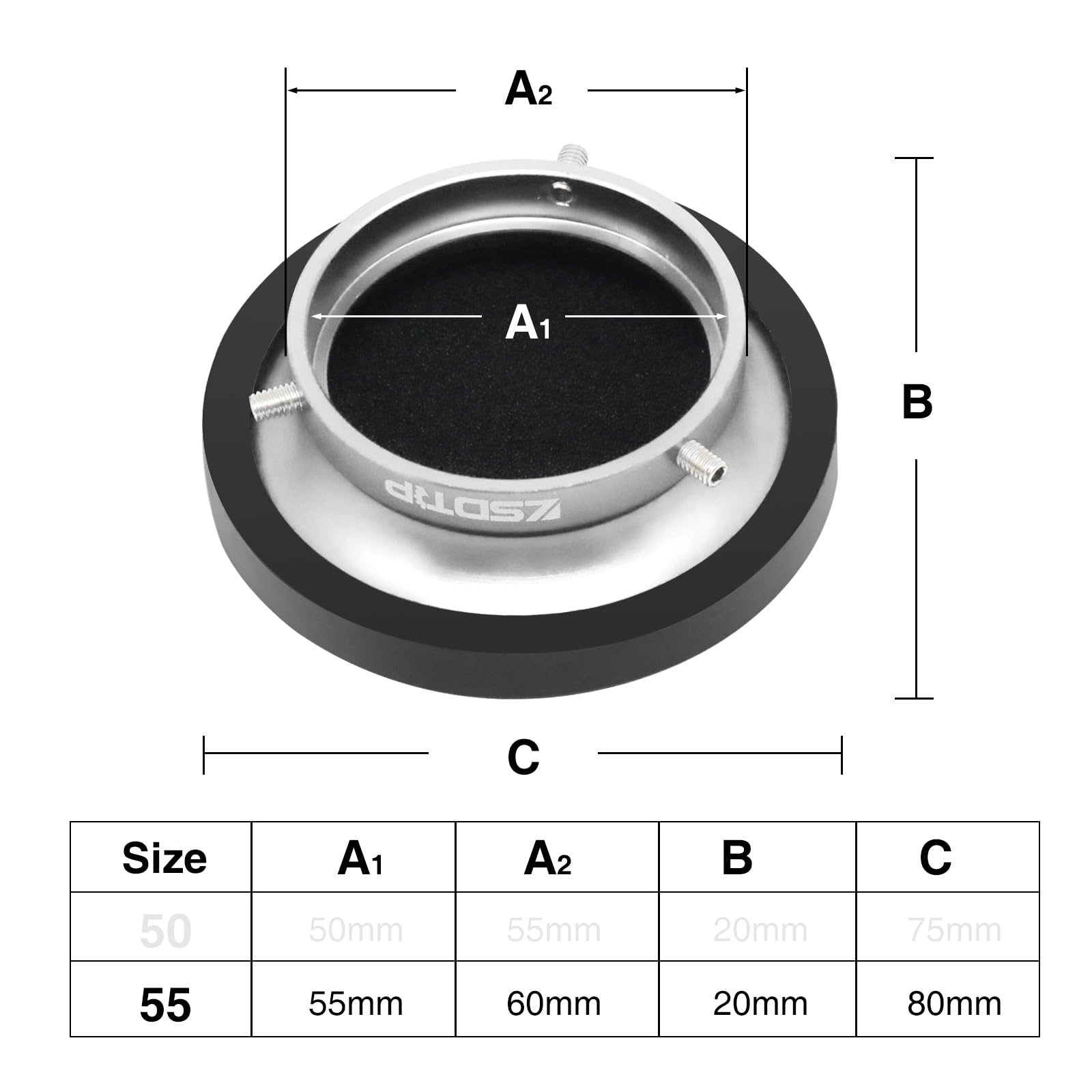 Filtro aria per carburatore in lega di alluminio con filtro in spugna e maglia in acciaio per PWK32-34 mm (argento, 55 mm)