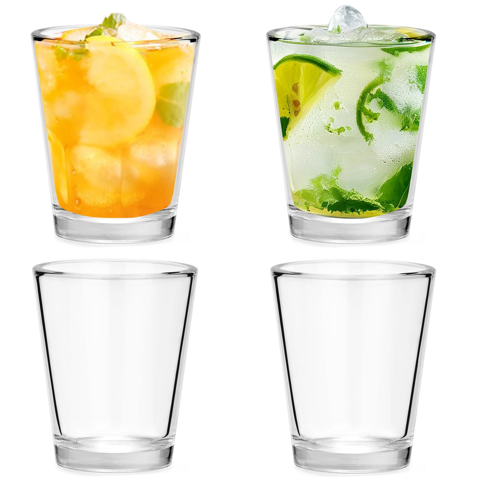 Glass Shot Glasses Set of 4, 2 OZ Crystal Clear Shot Glasses, Mini Glassware