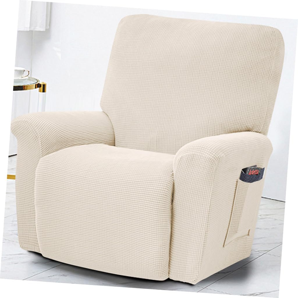 All-Inclusive White Fleece Chair Slipcover Elastic Armchair Cover Massage Recliner Protector for Home Office Furniture