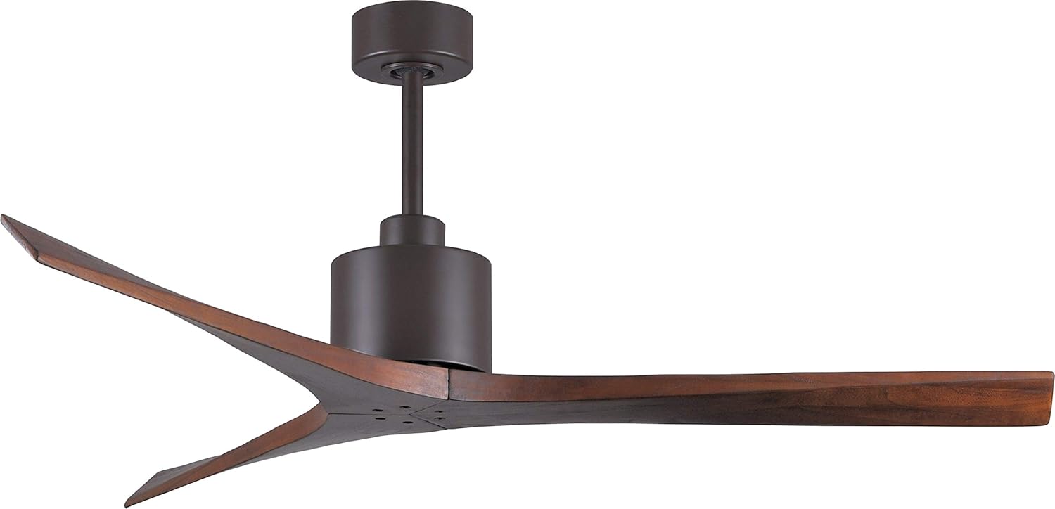 Matthews MW-TB-WA-60 Mollywood Damp Rated 60" Ceiling Fan with Remote & Wall Control, Silent DC Motor, 3 Solid Wood Blades, Textured Bronze with Walnut Tone