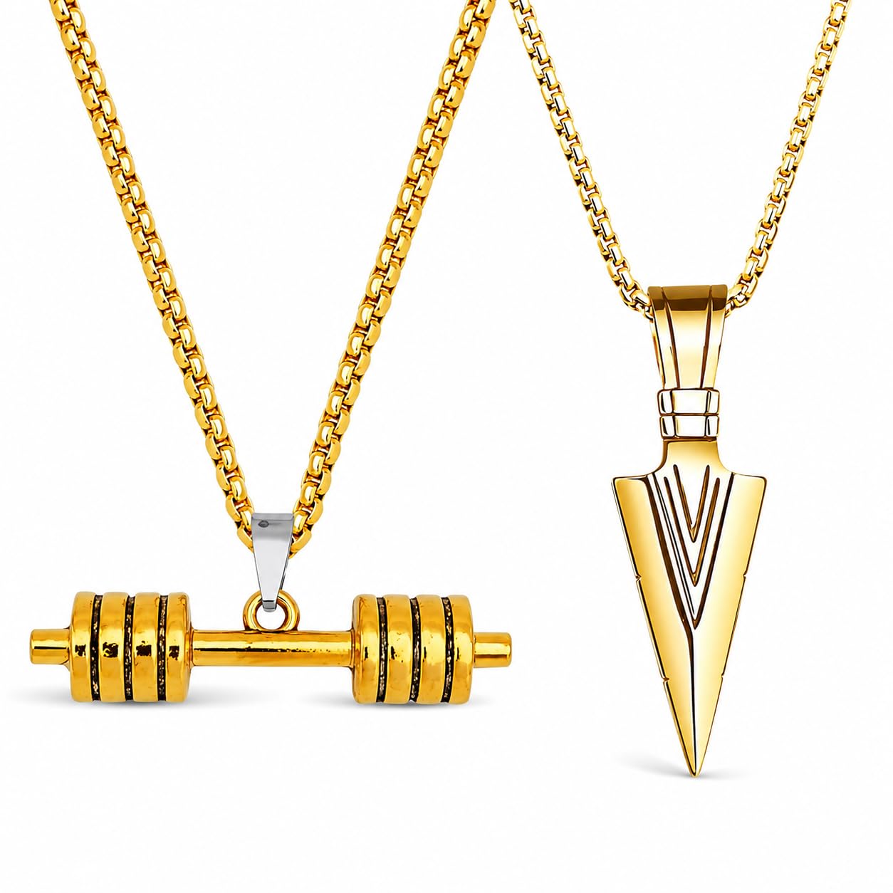 Weightlifting Fitness Bodybuilding Sports Dumbbell Locket with Mens Bikers Jewelry Gold Stainless Steel Pendant Necklace Chain SpnCom09-image-32