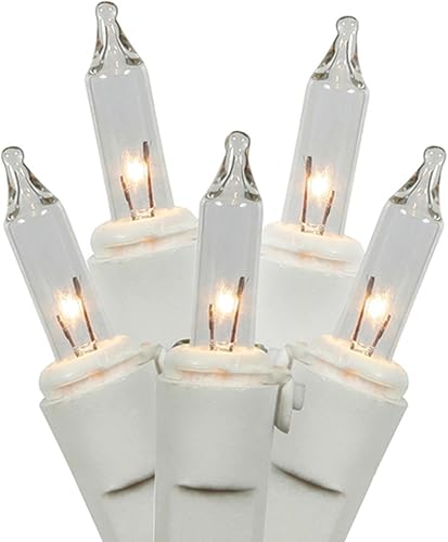 Juego de 100 mini luces de Navidad transparentes parpadeantes, cable blanco