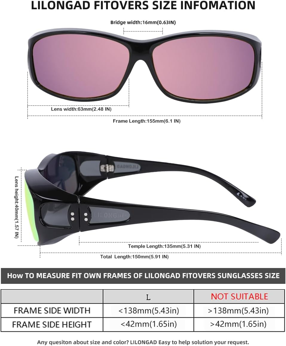 Polarized Fit Over Glasses Sunglasses for Men Women, Wrap Around Sunglasses UV400 for Driving Outdoor Activities - Image 6