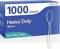 SACATR 1000 Clear Heavy Duty Plastic Spoons Bulk - BPA-Free, Heat Resistant Disposable Silverware for Parties, Events & Daily Use