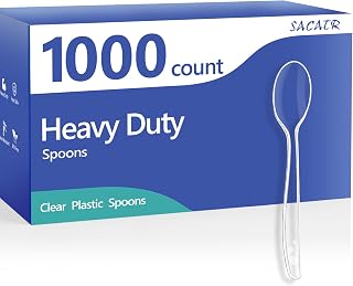 SACATR 1000 Pack Heavy Duty Clear Plastic Spoons - BPA-Free, Heat Resistant Disposable Utensils for Parties, Events & Daily Use