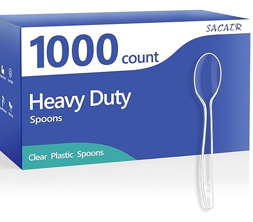 SACATR 1000 Count Clear Plastic Spoons Bulk - Plastic Silverware