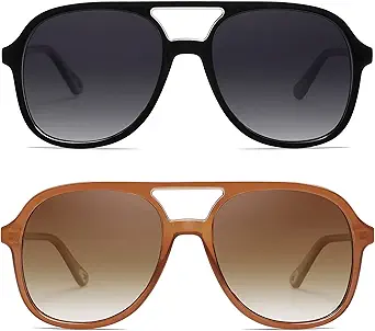 Retro Polarized Aviator Sunglasses Womens Men Vintage Double Bridge Square Sun Glasses AP3606