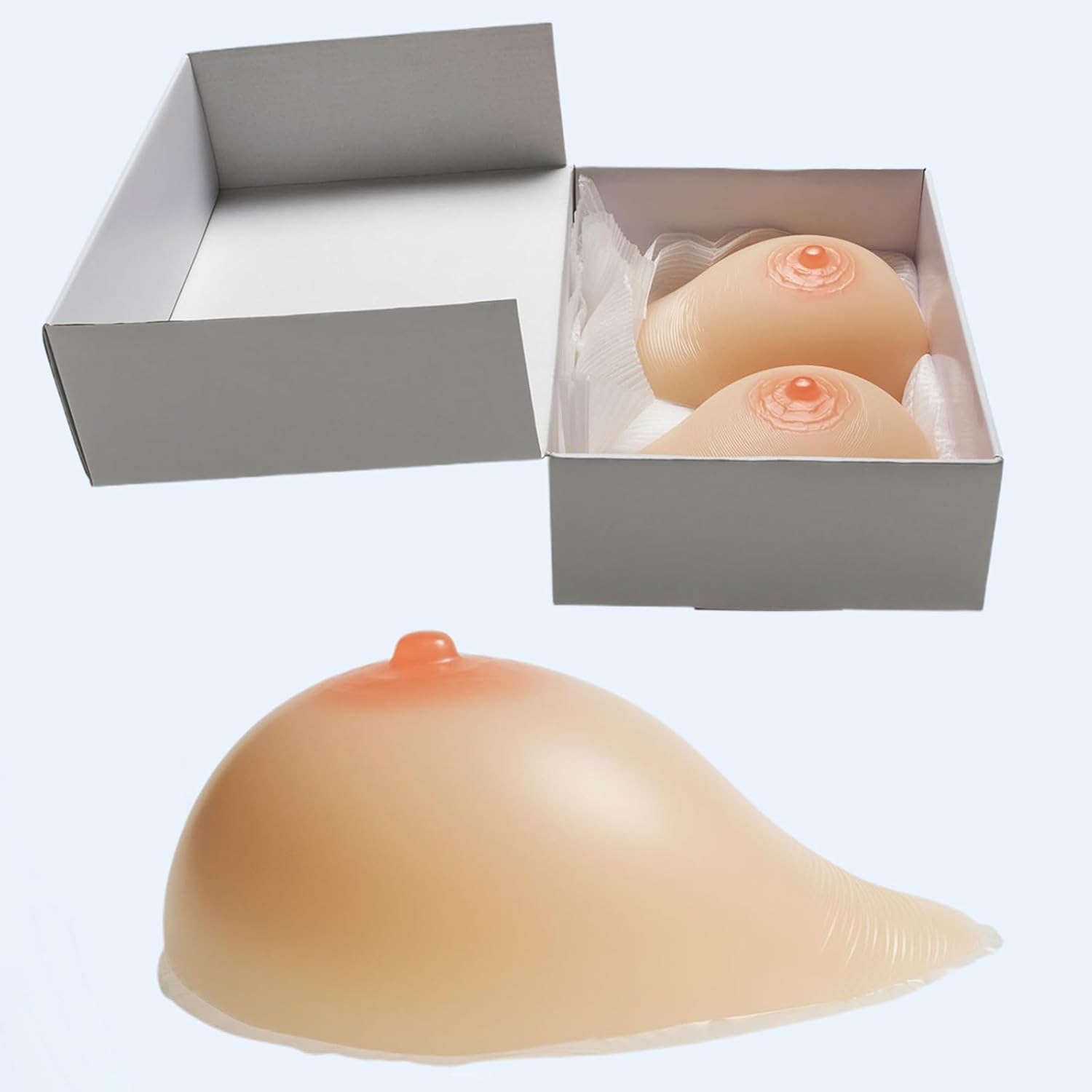 Silicone Breast Forms, Teardrop Shape Prosthesis Breast Concave Bottom Bra Pad Enhancers for Mastectomy Crossdresser Transgender,GG Cup, Non-Stick