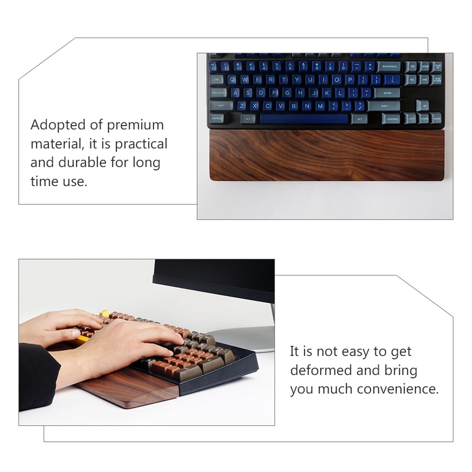 Cabilock Walnuss Holz Tastatur Handauflage Ergonomische Handgelenkstütze für Büro Gaming und Langes Tippen Stabiles Design Druckentlastend für Schreiber Gamer und Designer